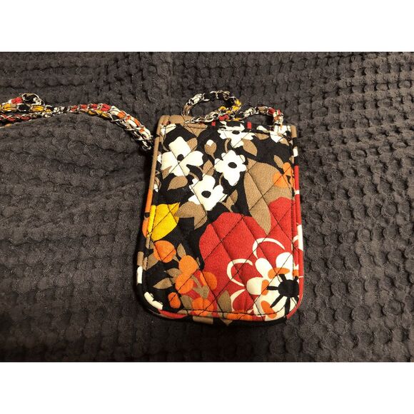 VERA BRADLEY CROSSBODY Bittersweet  CELL PHONE BAG SILVERTONE & FABRIC CHAIN RET - Picture 7 of 13
